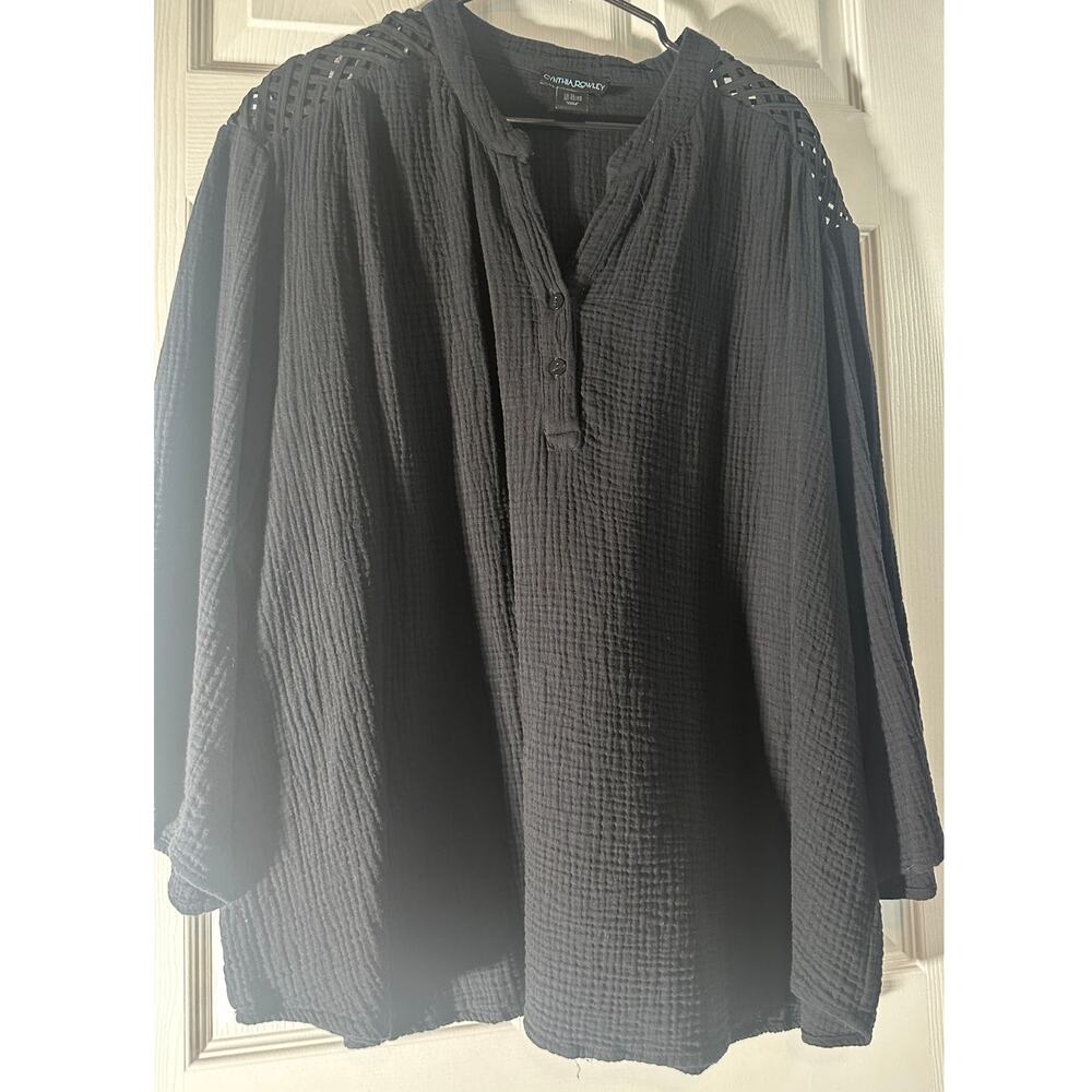 Cynthia Rowley Women's Black Textured Top - Size 3X - Picture 8 of 8